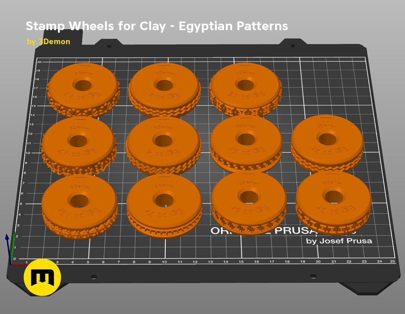 Stamp Wheels for Clay - Egyptian Patterns 3D print model_8