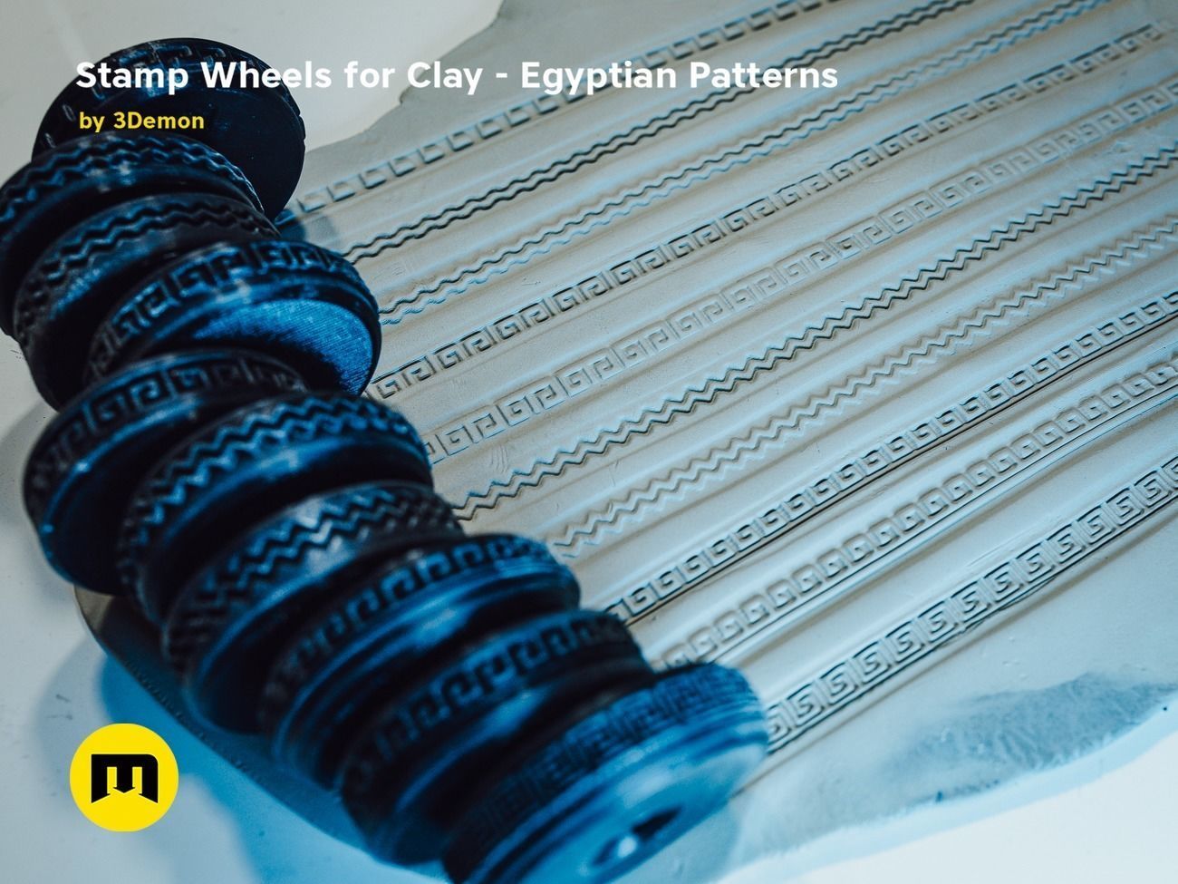Stamp Wheels for Clay - Egyptian Patterns 3D print model_10