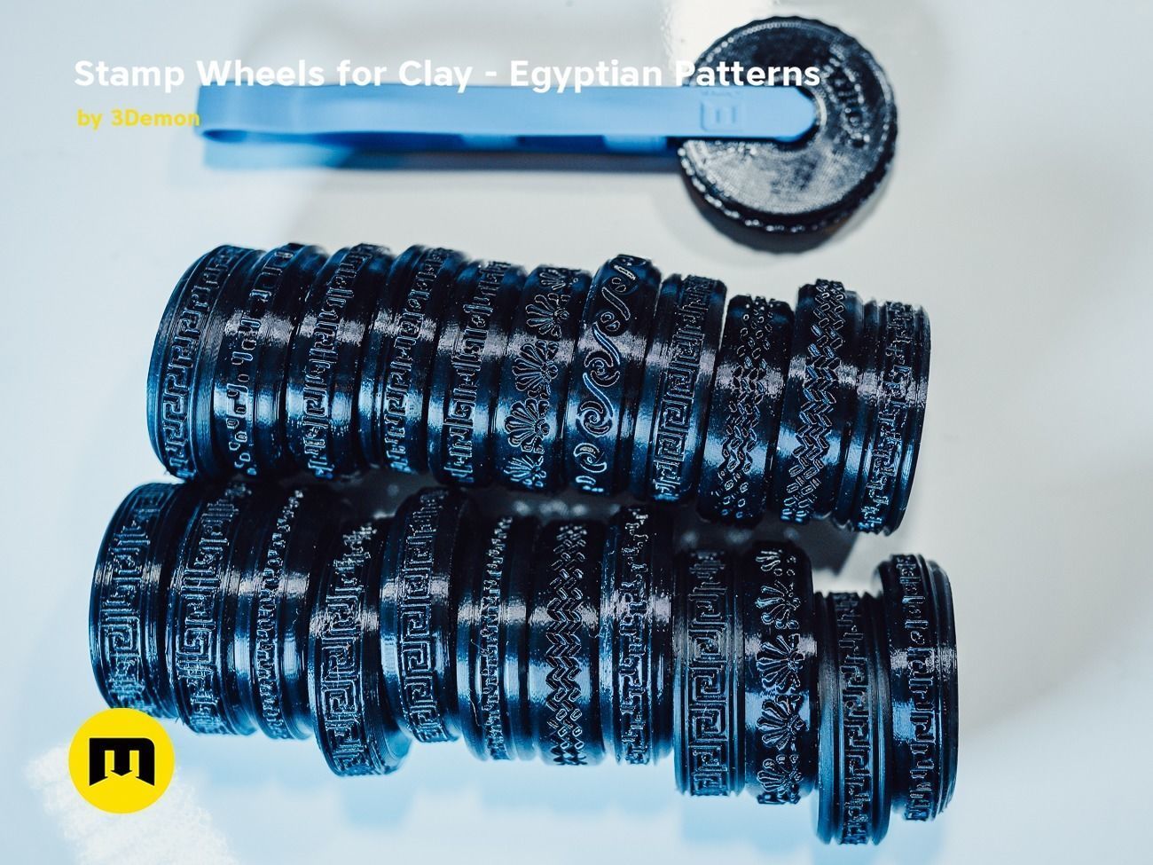Stamp Wheels for Clay - Egyptian Patterns 3D print model_1