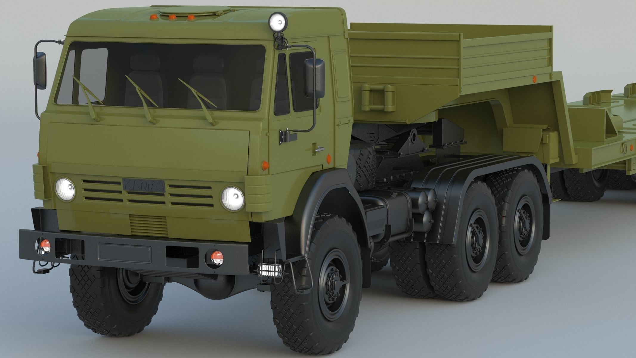 Kamaz-65225 Tank Transporter 3D model_10