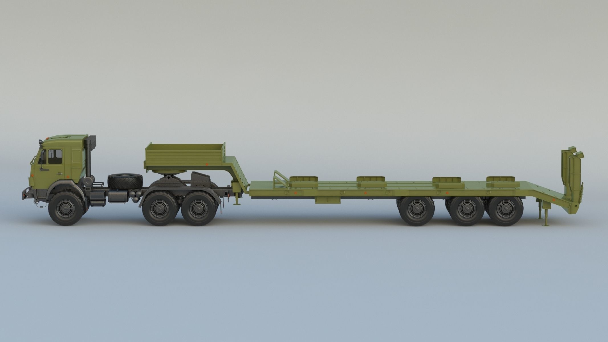 Kamaz-65225 Tank Transporter 3D model_7