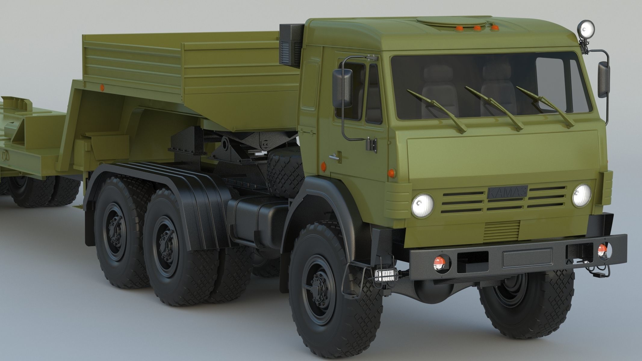 Kamaz-65225 Tank Transporter 3D model_12