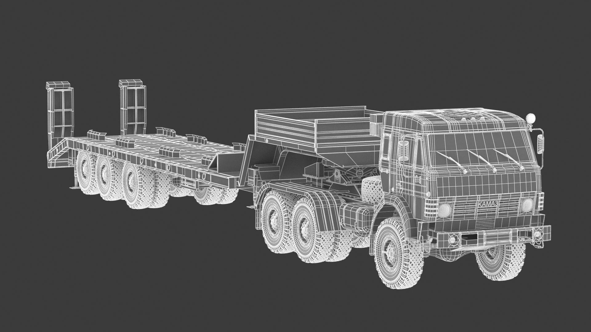 Kamaz-65225 Tank Transporter 3D model_24