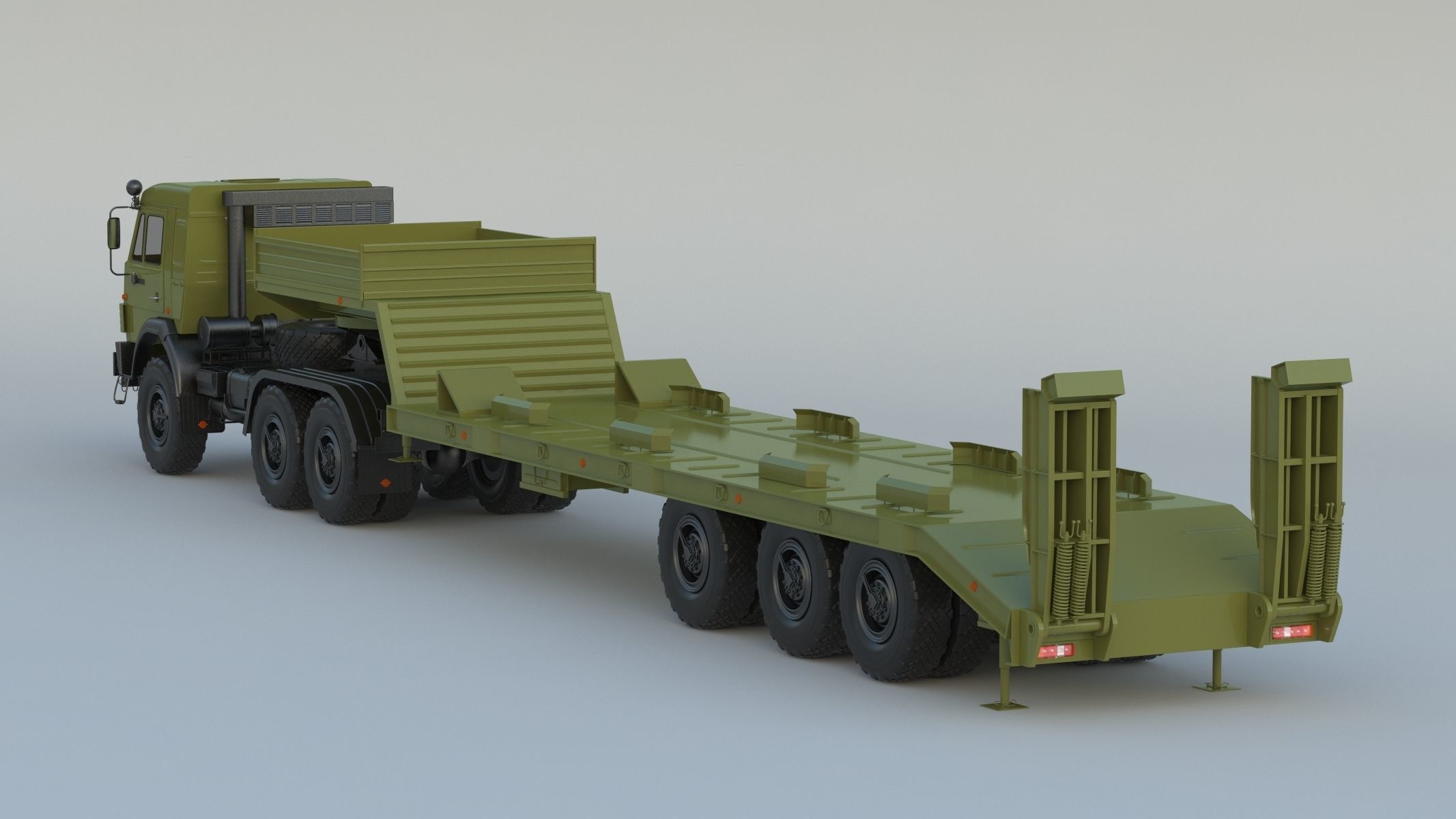 Kamaz-65225 Tank Transporter 3D model_6