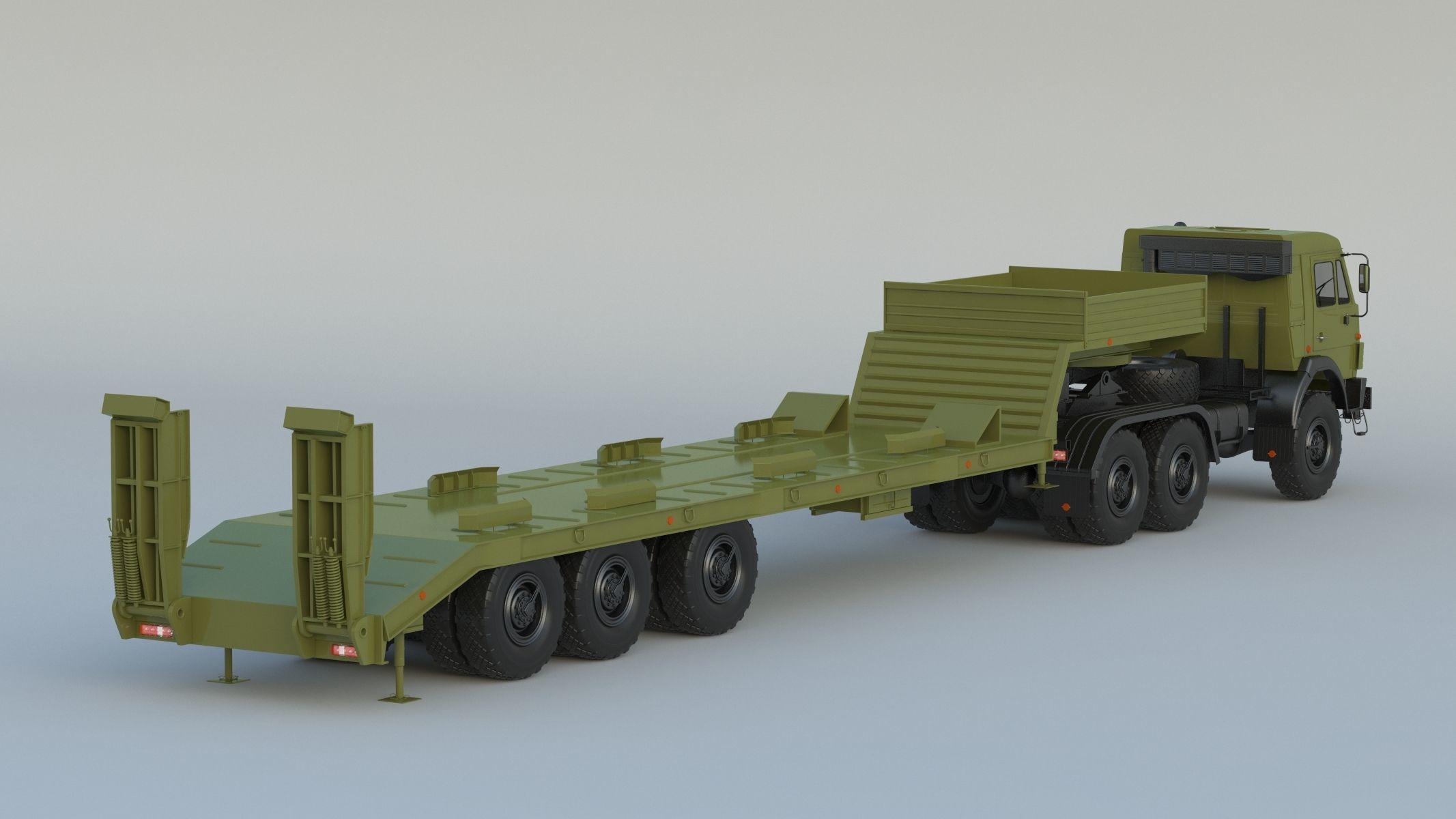 Kamaz-65225 Tank Transporter 3D model_4