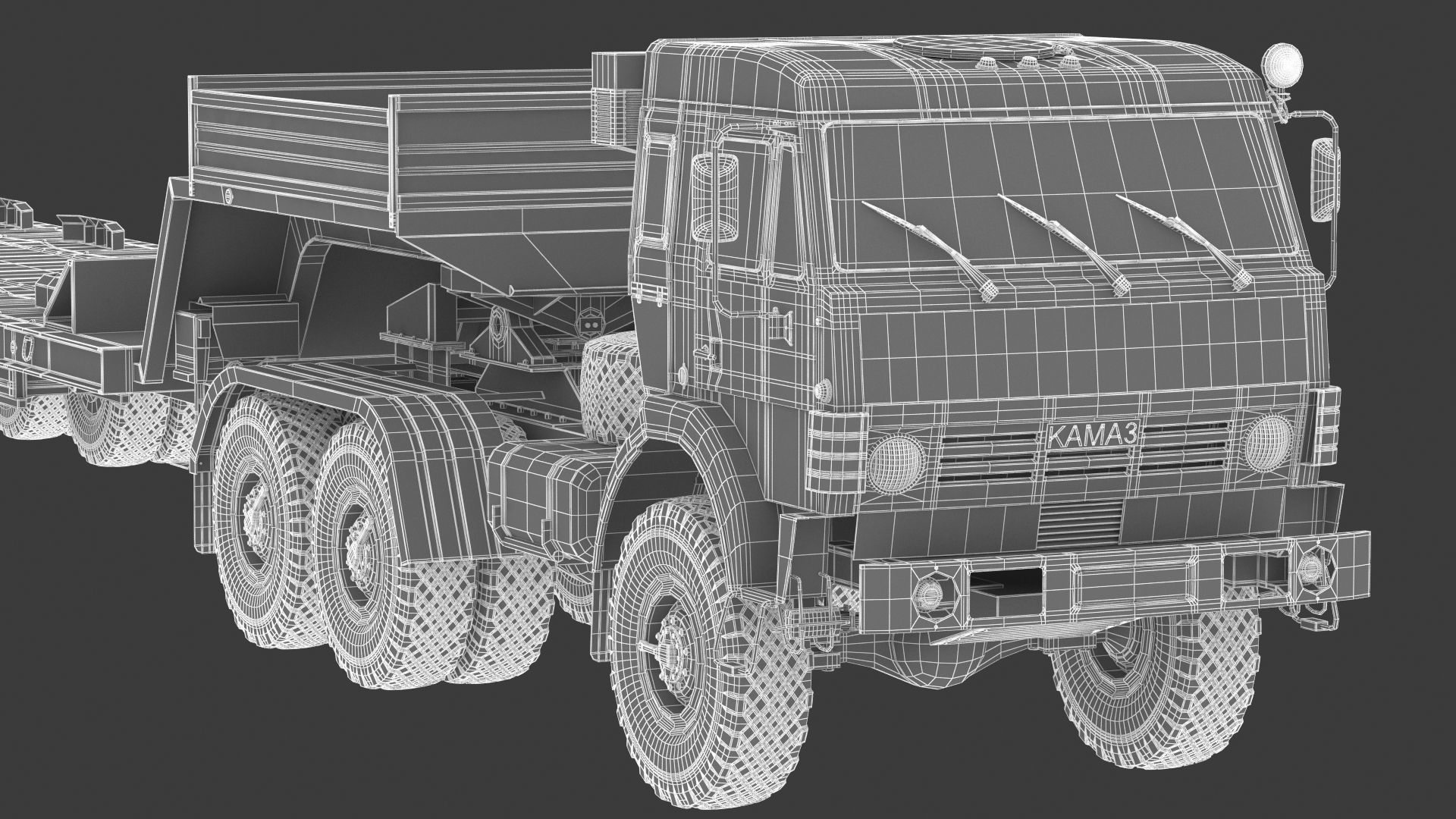 Kamaz-65225 Tank Transporter 3D model_34