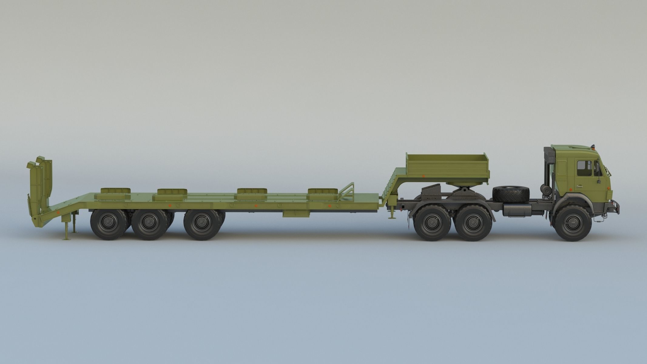 Kamaz-65225 Tank Transporter 3D model_3