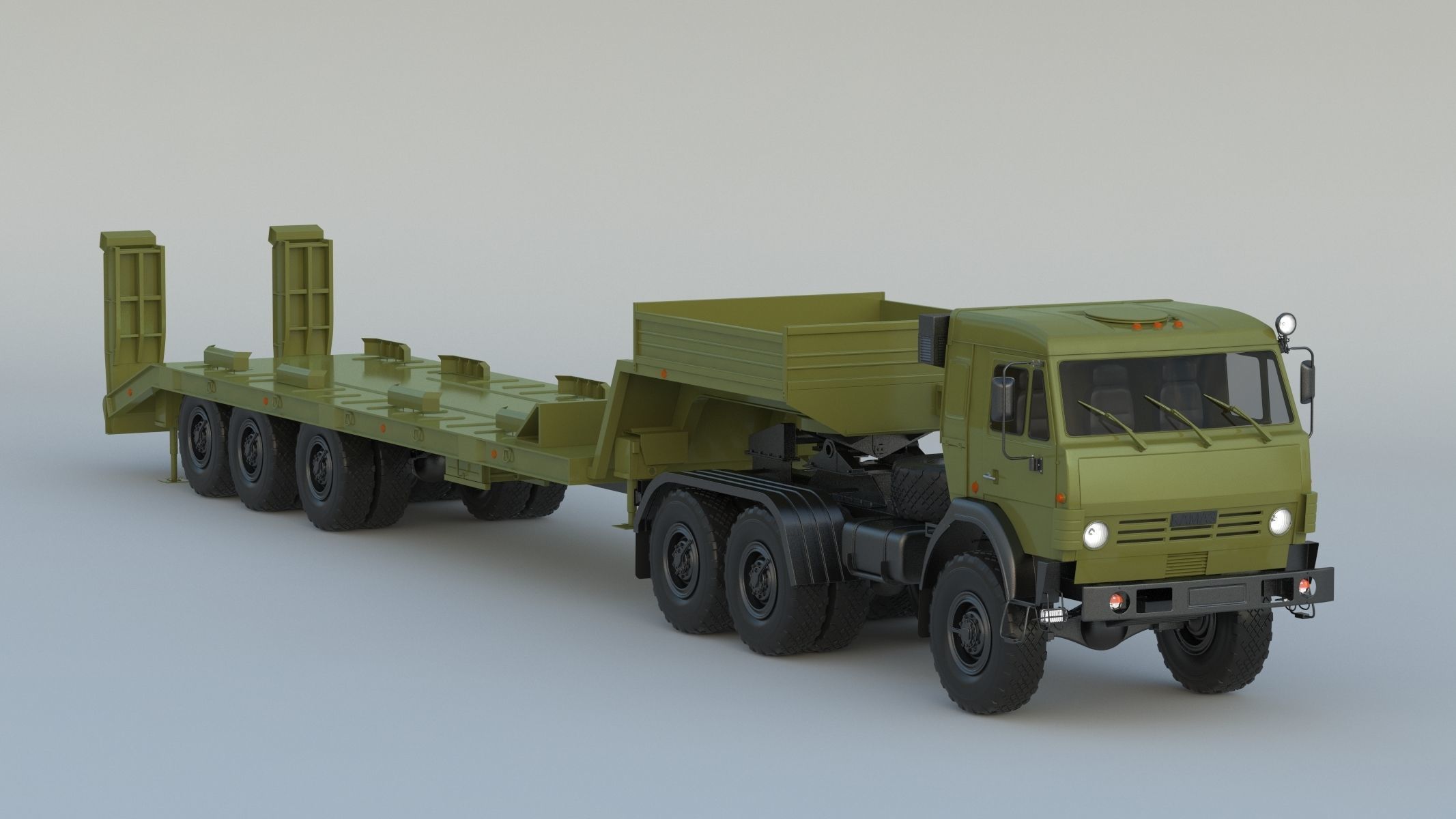 Kamaz-65225 Tank Transporter 3D model_2