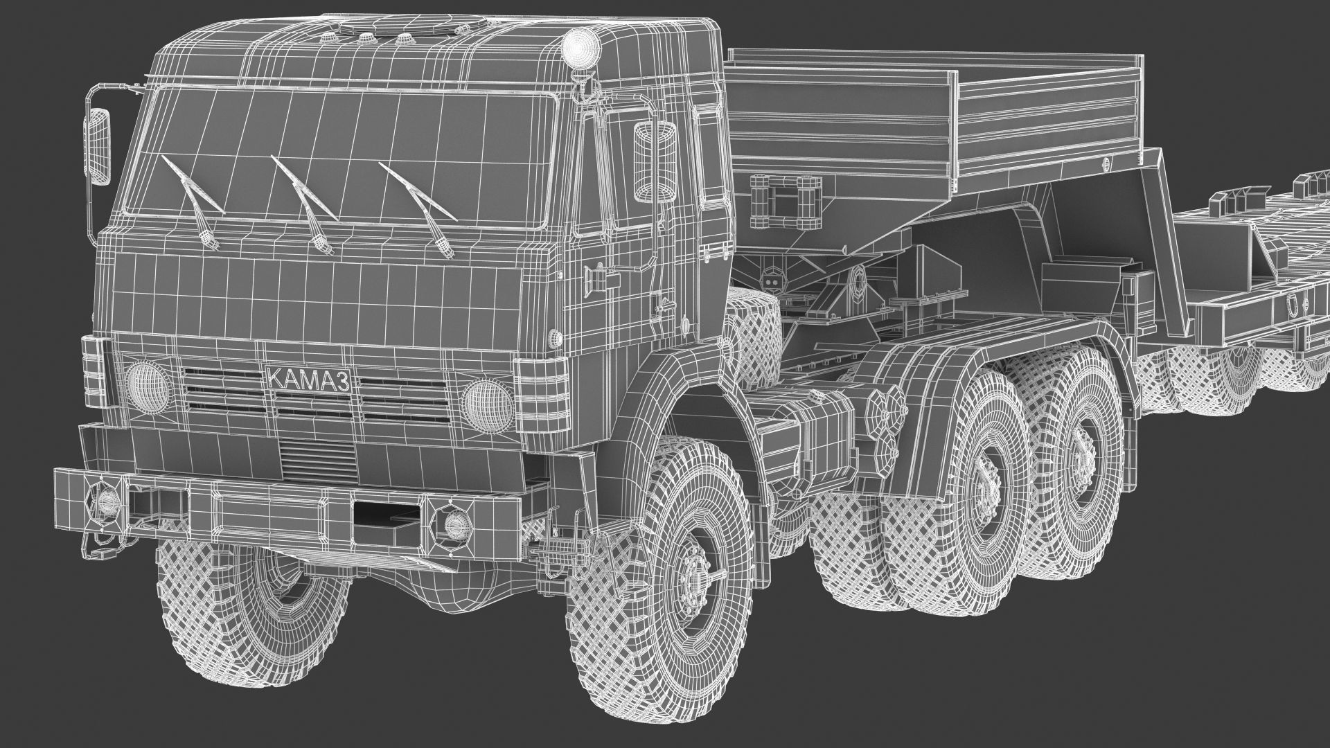 Kamaz-65225 Tank Transporter 3D model_32