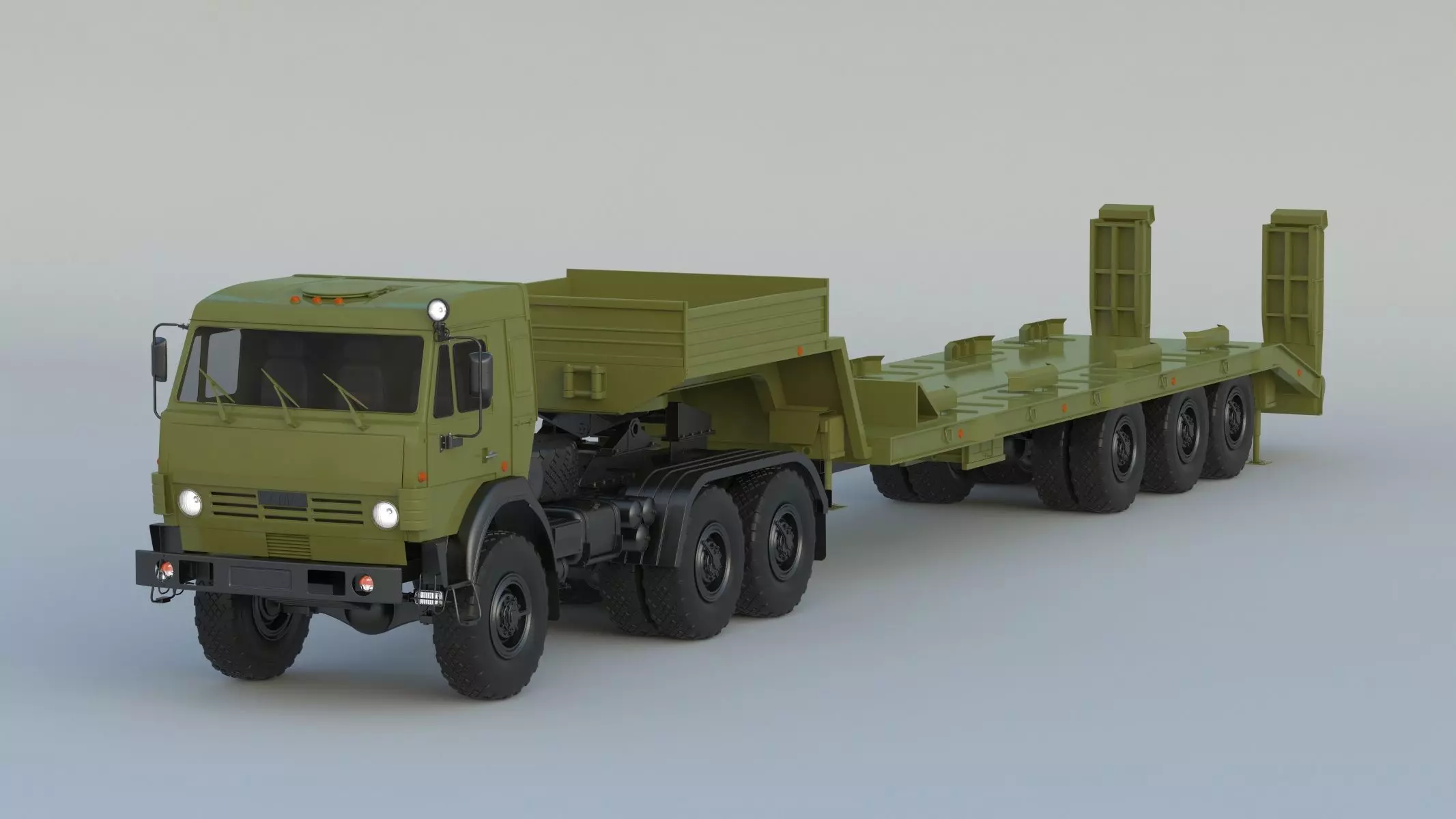 Kamaz-65225 Tank Transporter 3D model_0