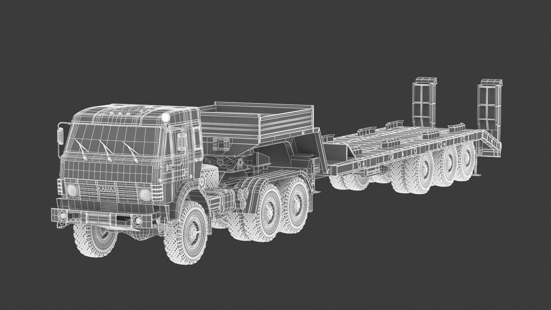 Kamaz-65225 Tank Transporter 3D model_22