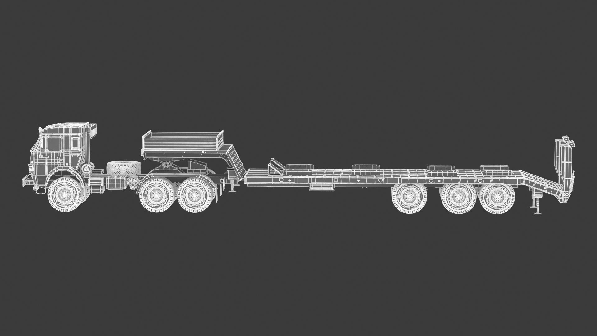 Kamaz-65225 Tank Transporter 3D model_29
