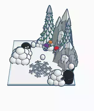 penguin playing snowball fight 3D model