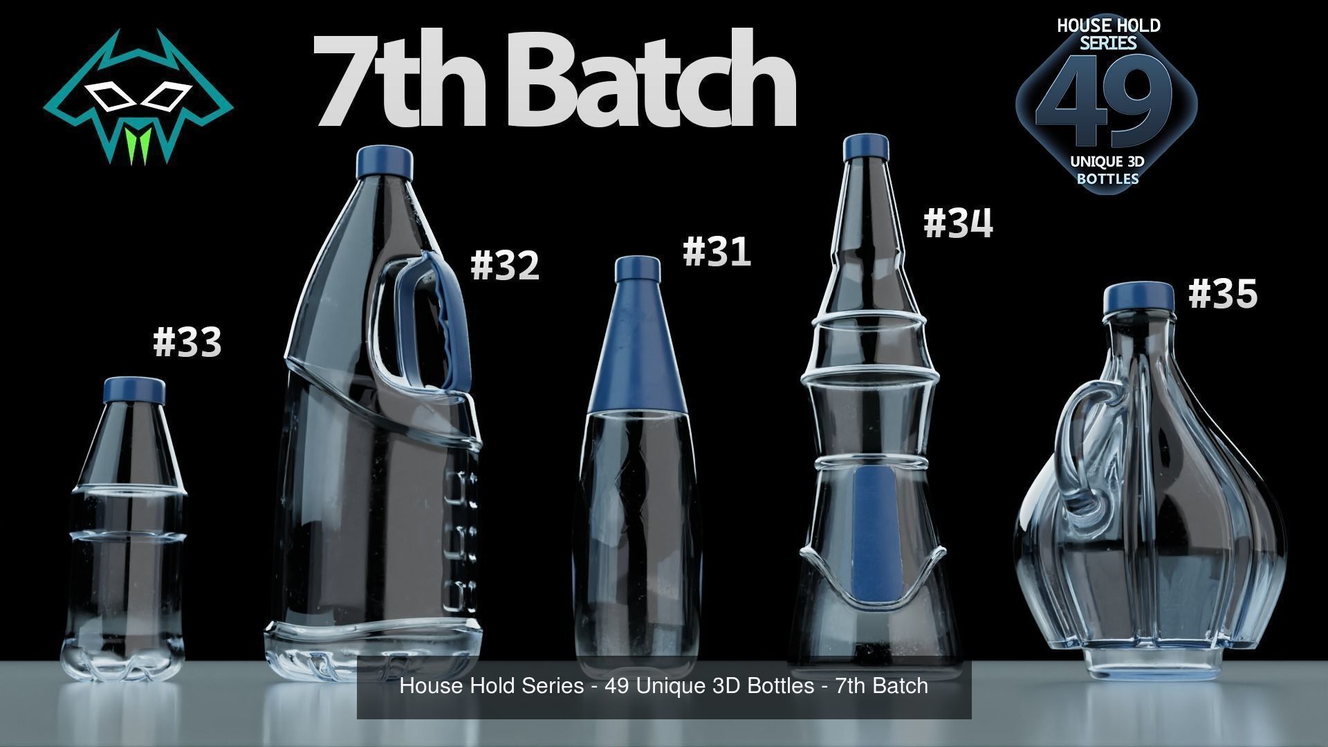 House Hold Series - 49 Unique 3D Bottles 3D Model Collection_9