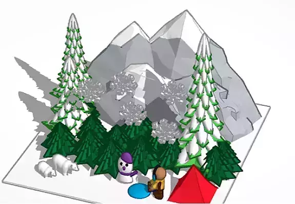 Camper in the Snowy Mountain