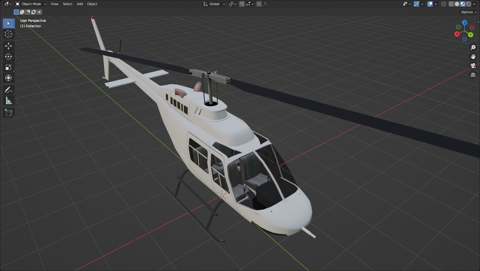 B206 Jet Ranger Static Helicopter Low Poly  Low-poly 3D model_8