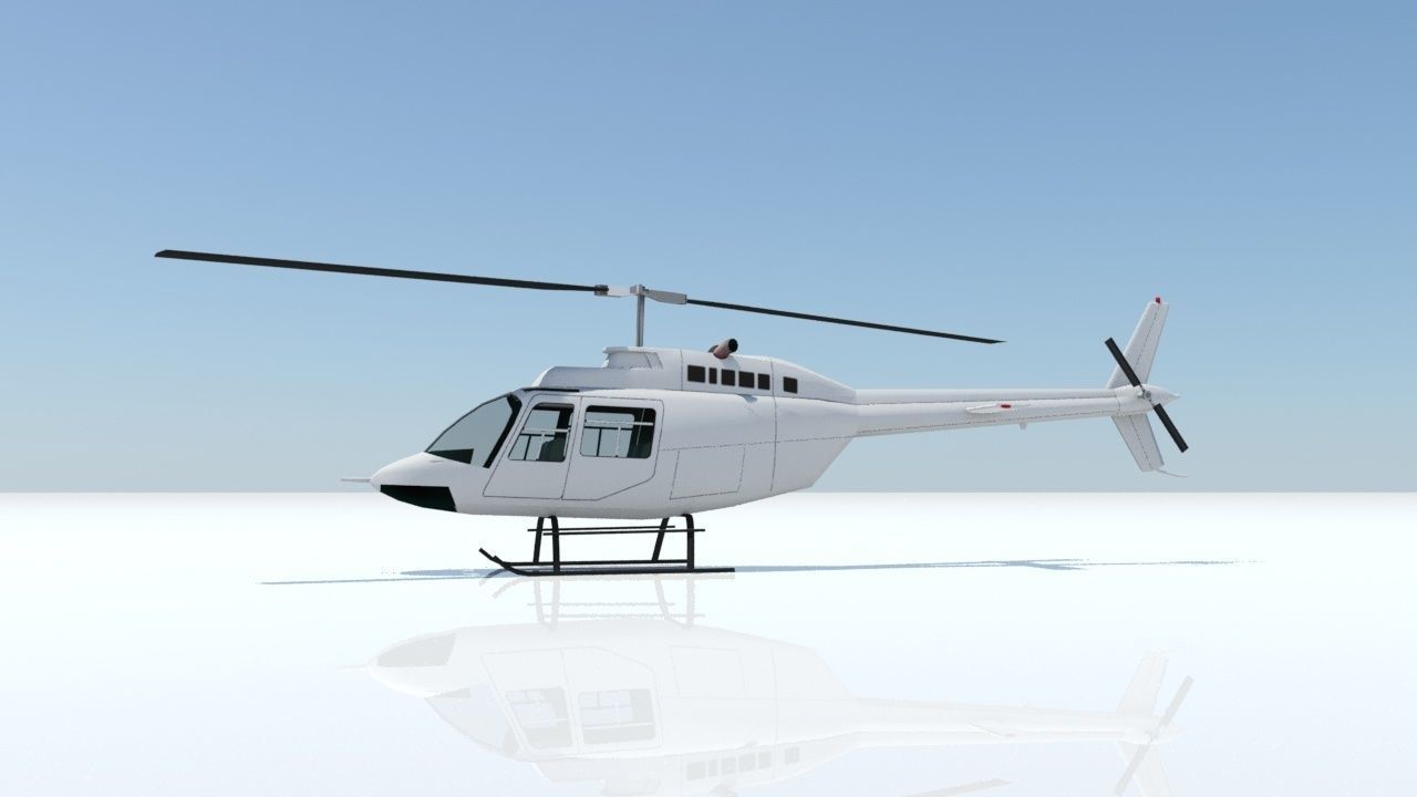 B206 Jet Ranger Static Helicopter Low Poly  Low-poly 3D model_6