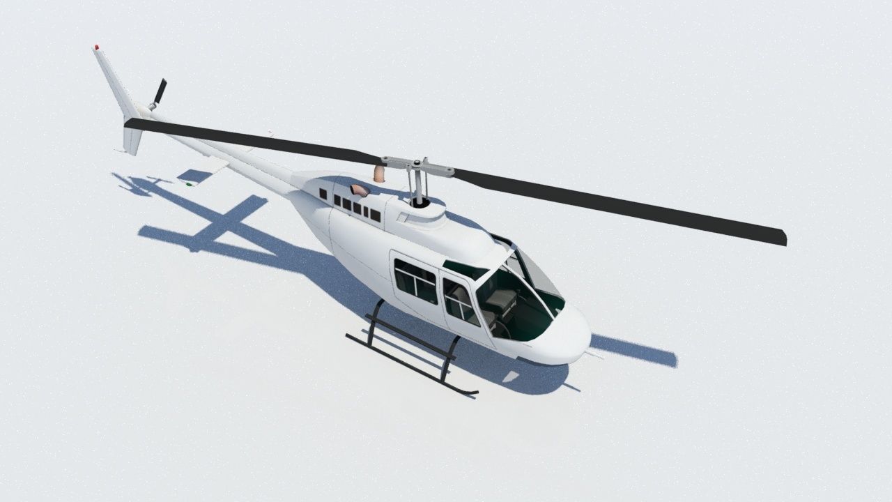 B206 Jet Ranger Static Helicopter Low Poly  Low-poly 3D model_3