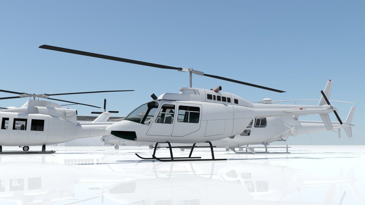 B206 Jet Ranger Static Helicopter Low Poly  Low-poly 3D model_1