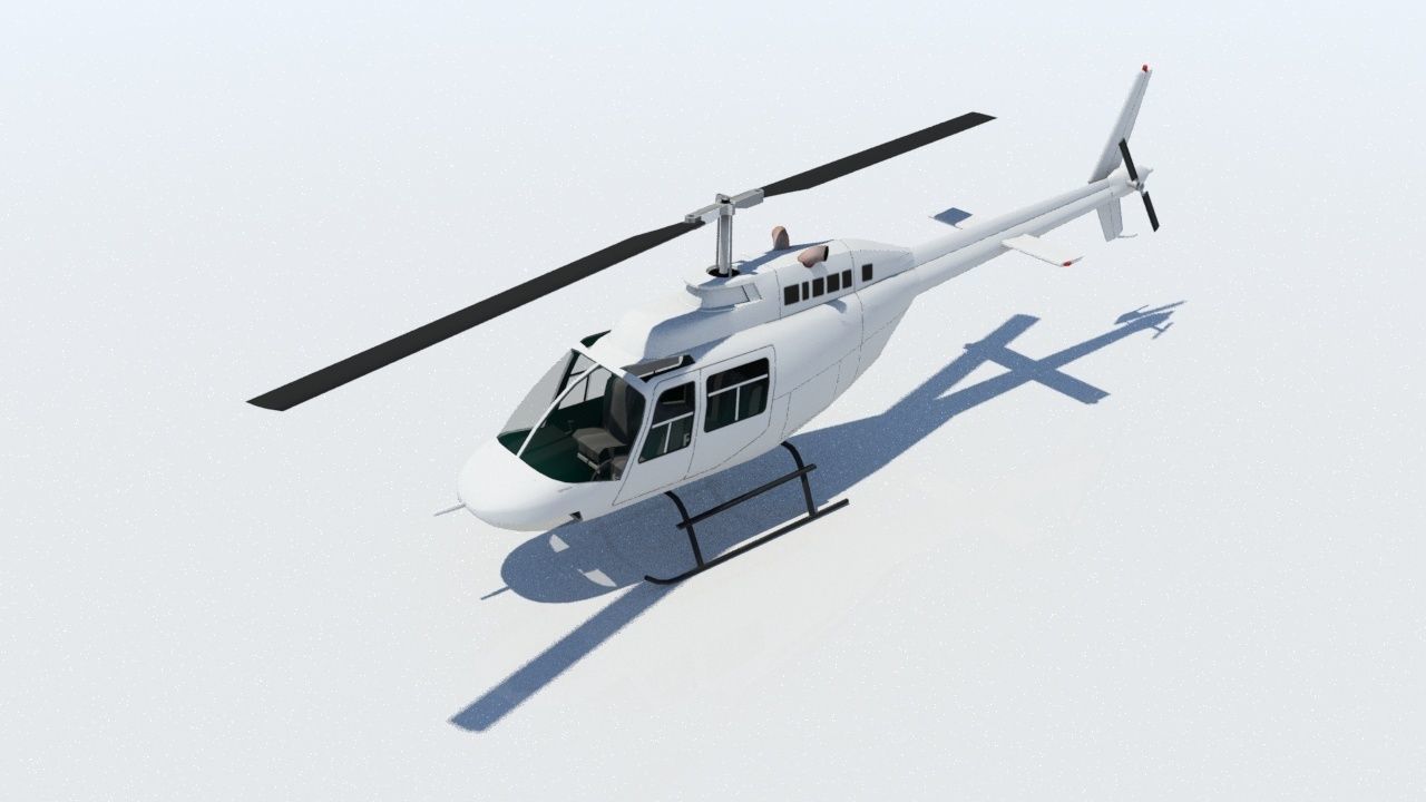 B206 Jet Ranger Static Helicopter Low Poly  Low-poly 3D model_2
