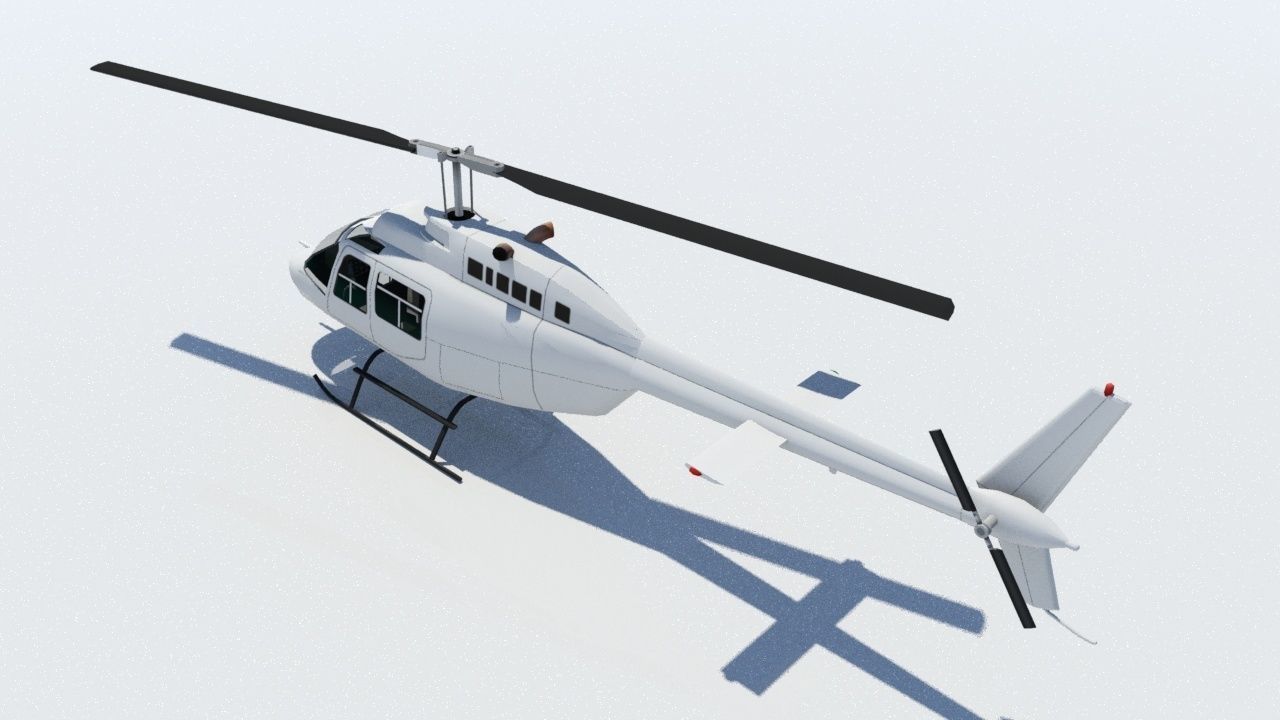 B206 Jet Ranger Static Helicopter Low Poly  Low-poly 3D model_5