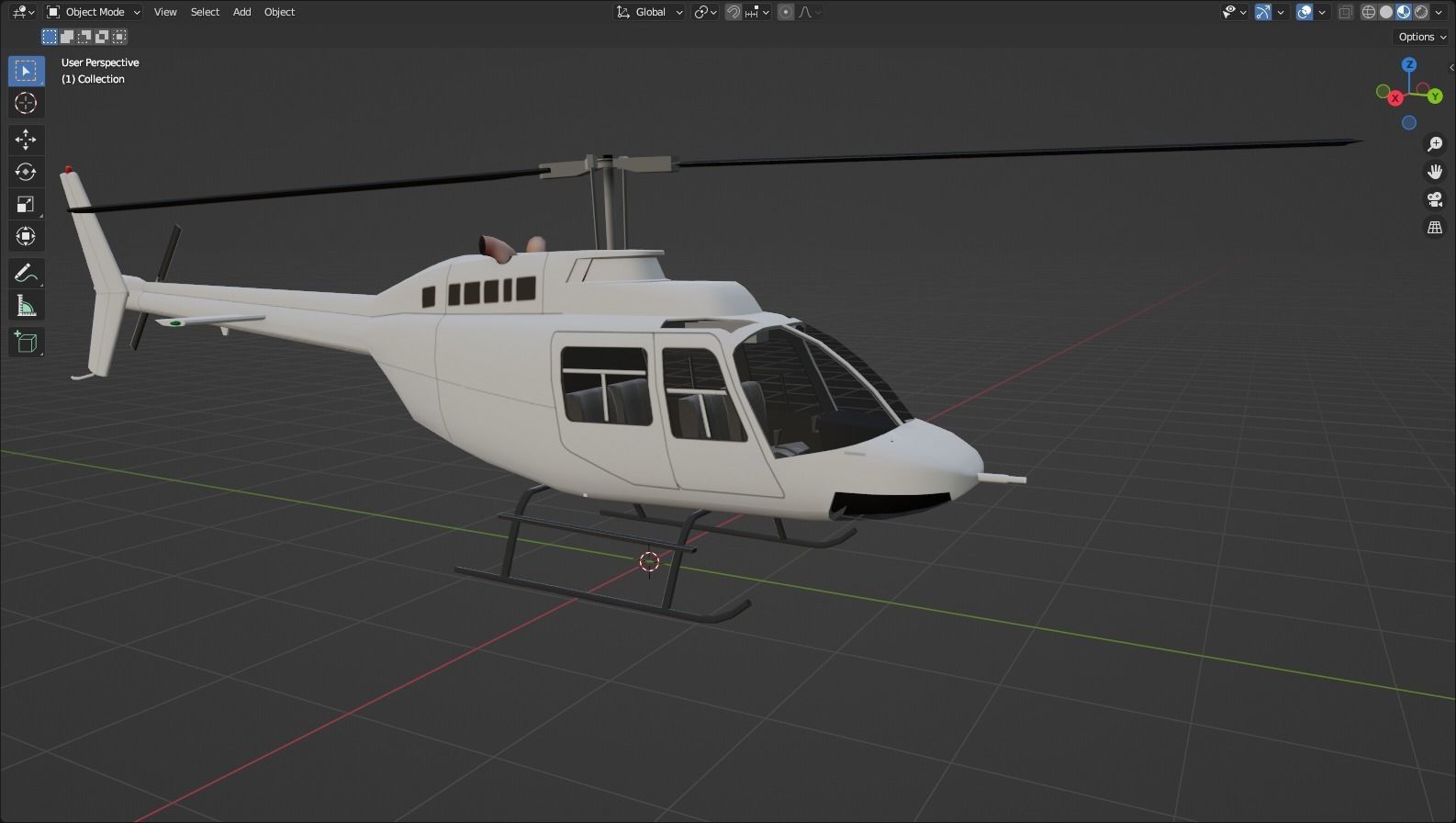 B206 Jet Ranger Static Helicopter Low Poly  Low-poly 3D model_7