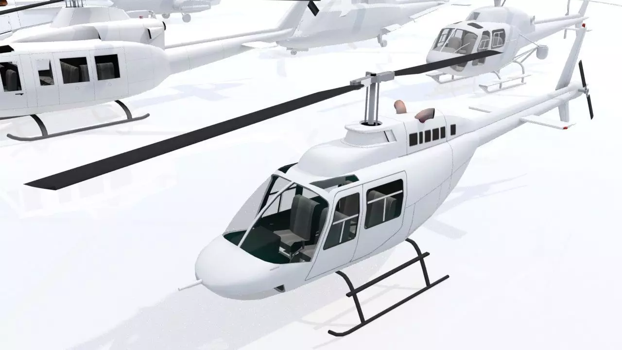 B206 Jet Ranger Static Helicopter Low Poly  Low-poly 3D model_0