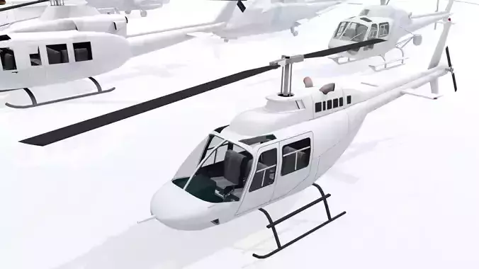 Bell 206 Jet Ranger Static Helicopter Low Poly  Low-poly 3D model
