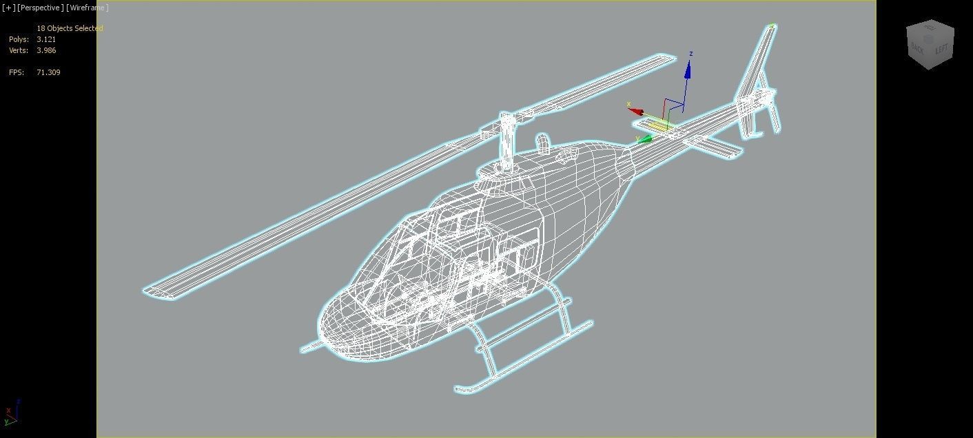 B206 Jet Ranger Static Helicopter Low Poly  Low-poly 3D model_9