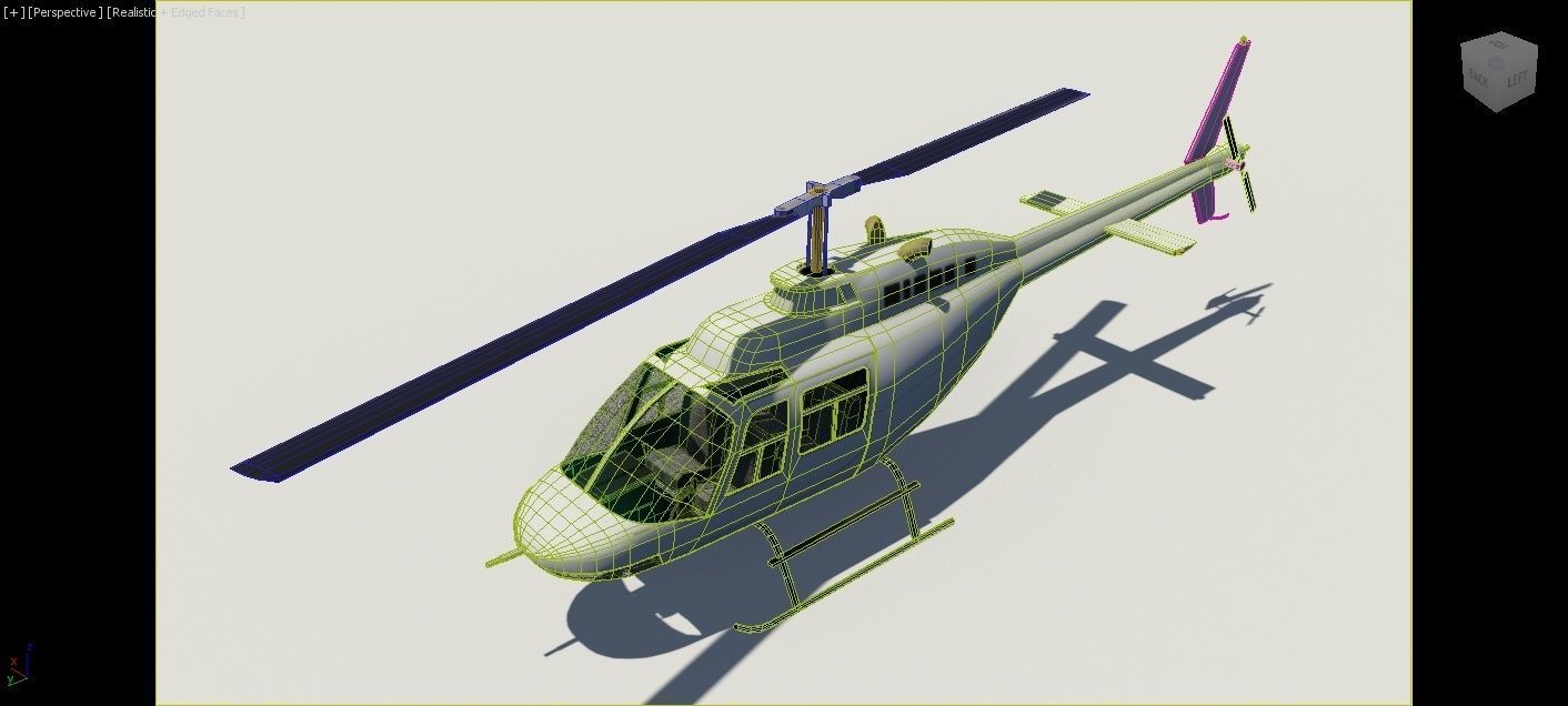 B206 Jet Ranger Static Helicopter Low Poly  Low-poly 3D model_10