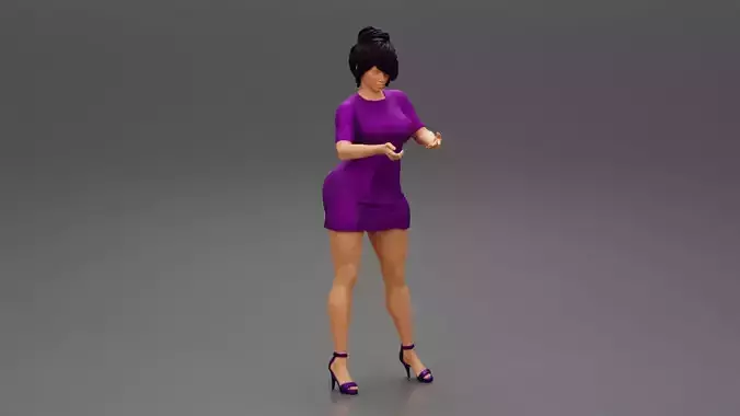 Attractive Woman In A Mini dress And High Heels 3D print model
