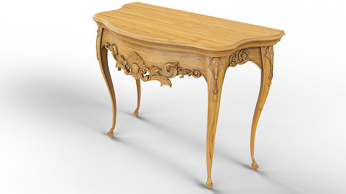 Wooden classic console table 01 05 3D model 4