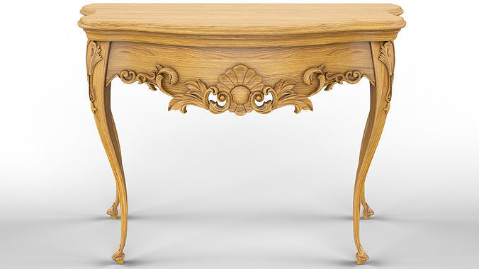 Wooden classic console table 01 05 3D model 2
