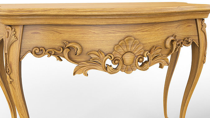 Wooden classic console table 01 05 3D model 5
