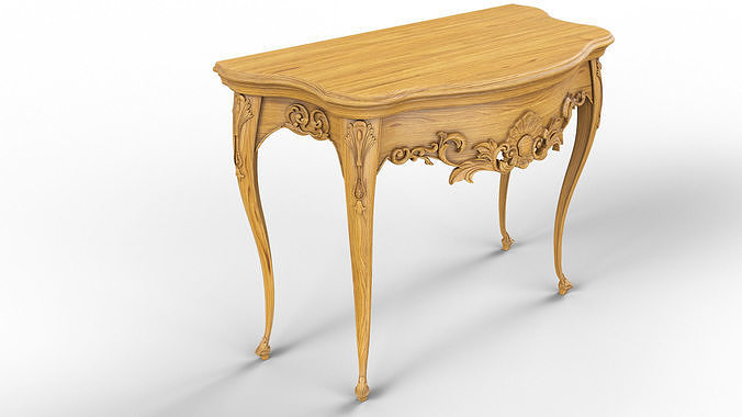Wooden classic console table 01 05 3D model 3