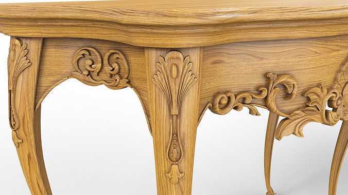 Wooden classic console table 01 05 3D model 6