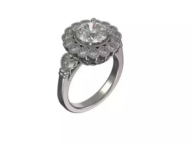 Engagement gold ring with brilliants