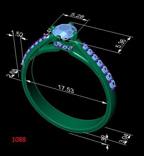 Engagement ring with central brilliant 3D print model_3