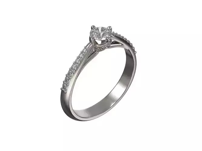 Engagement ring with central brilliant 3D print model