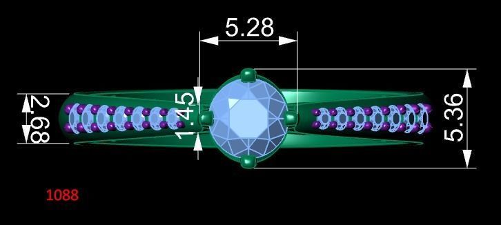 Engagement ring with central brilliant 3D print model_1