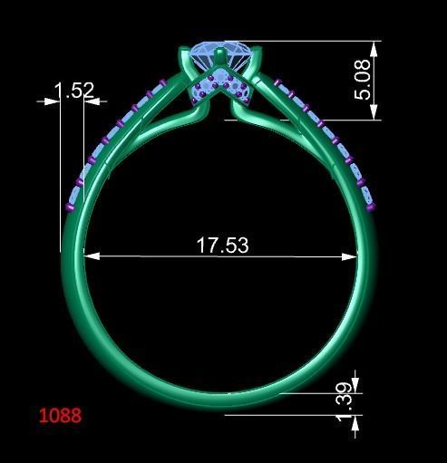 Engagement ring with central brilliant 3D print model_2