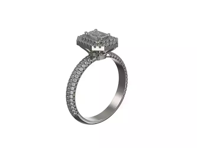 Engagement ring with central emerald brilliant