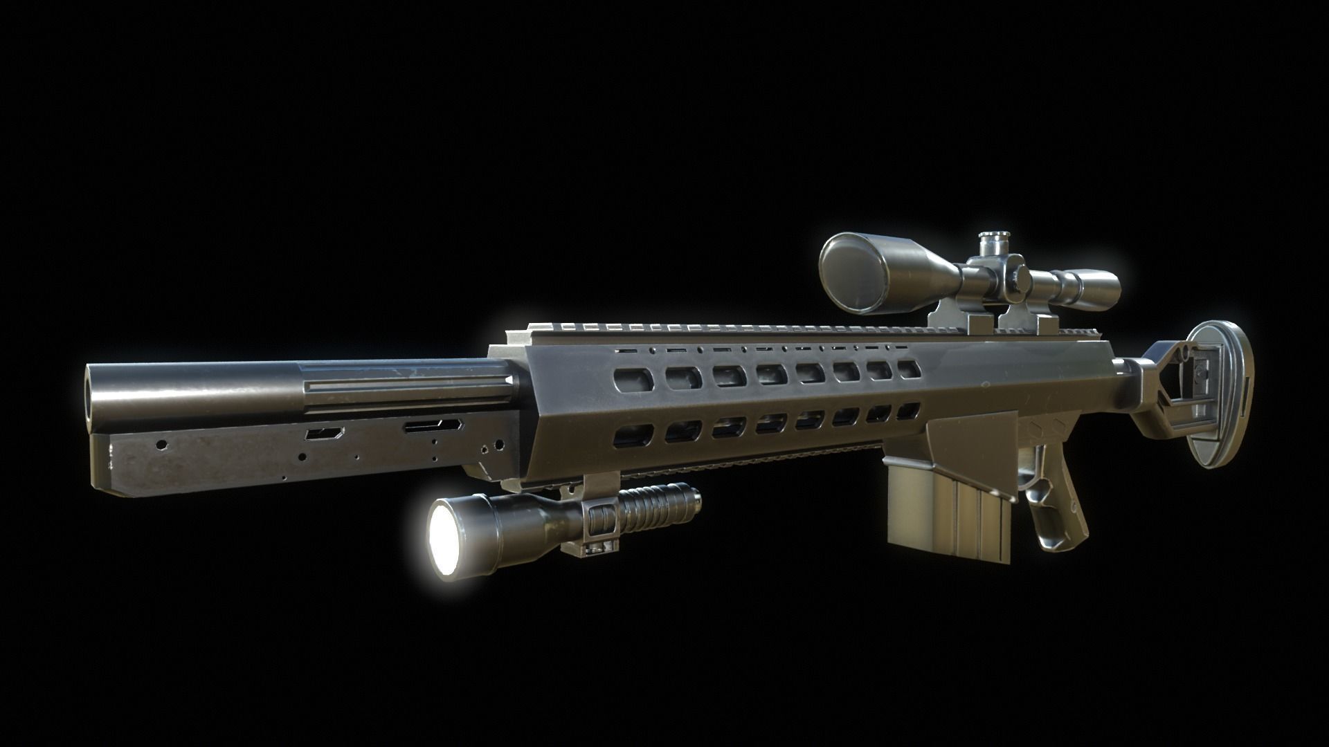 gun hyperplastic  Low-poly 3D model_5