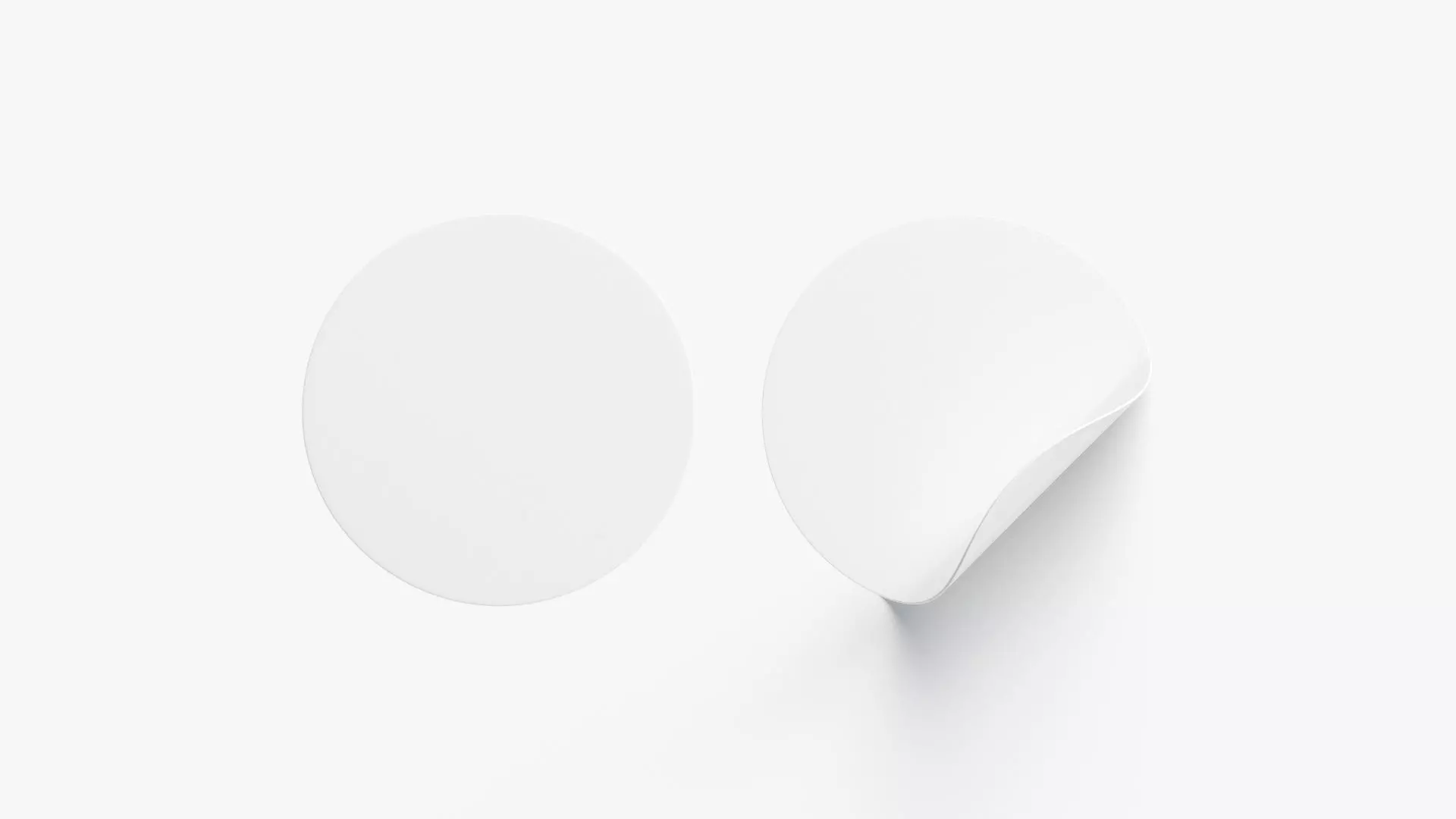 Two White Round Stickers-flat and curled corners glutinous tally Low-poly 3D model_0
