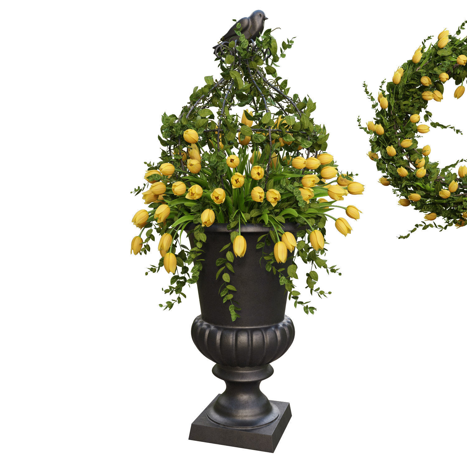 Vase with tulips and a wreath of tulips 01 3D model_1