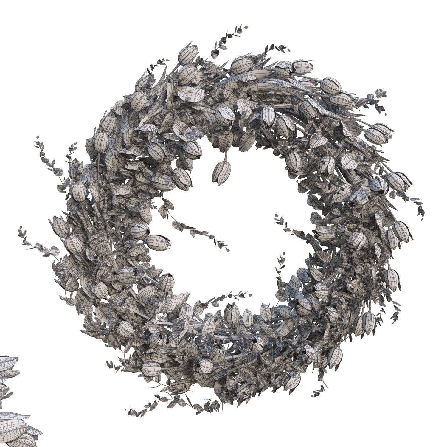 Vase with tulips and a wreath of tulips 01 3D model_13