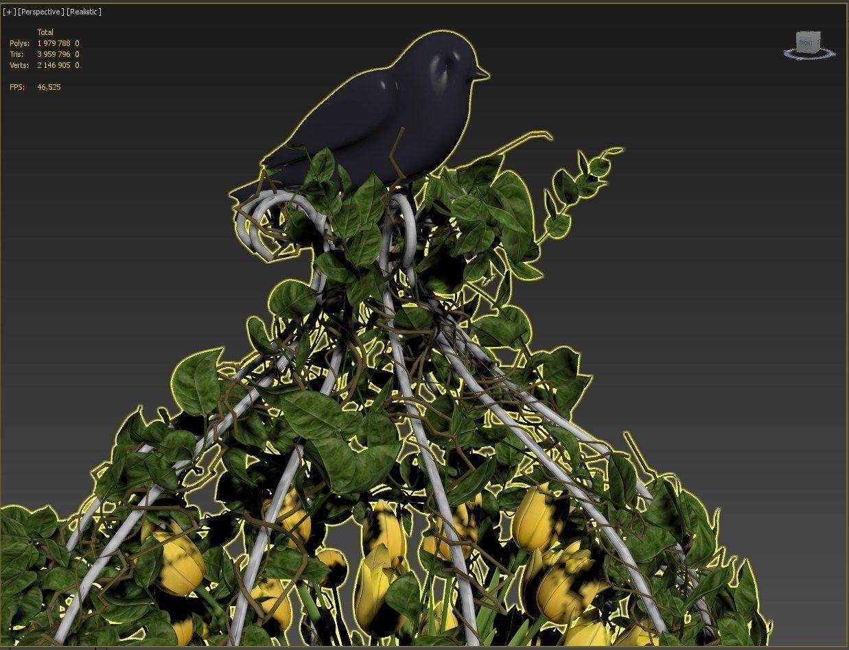 Vase with tulips and a wreath of tulips 01 3D model_16