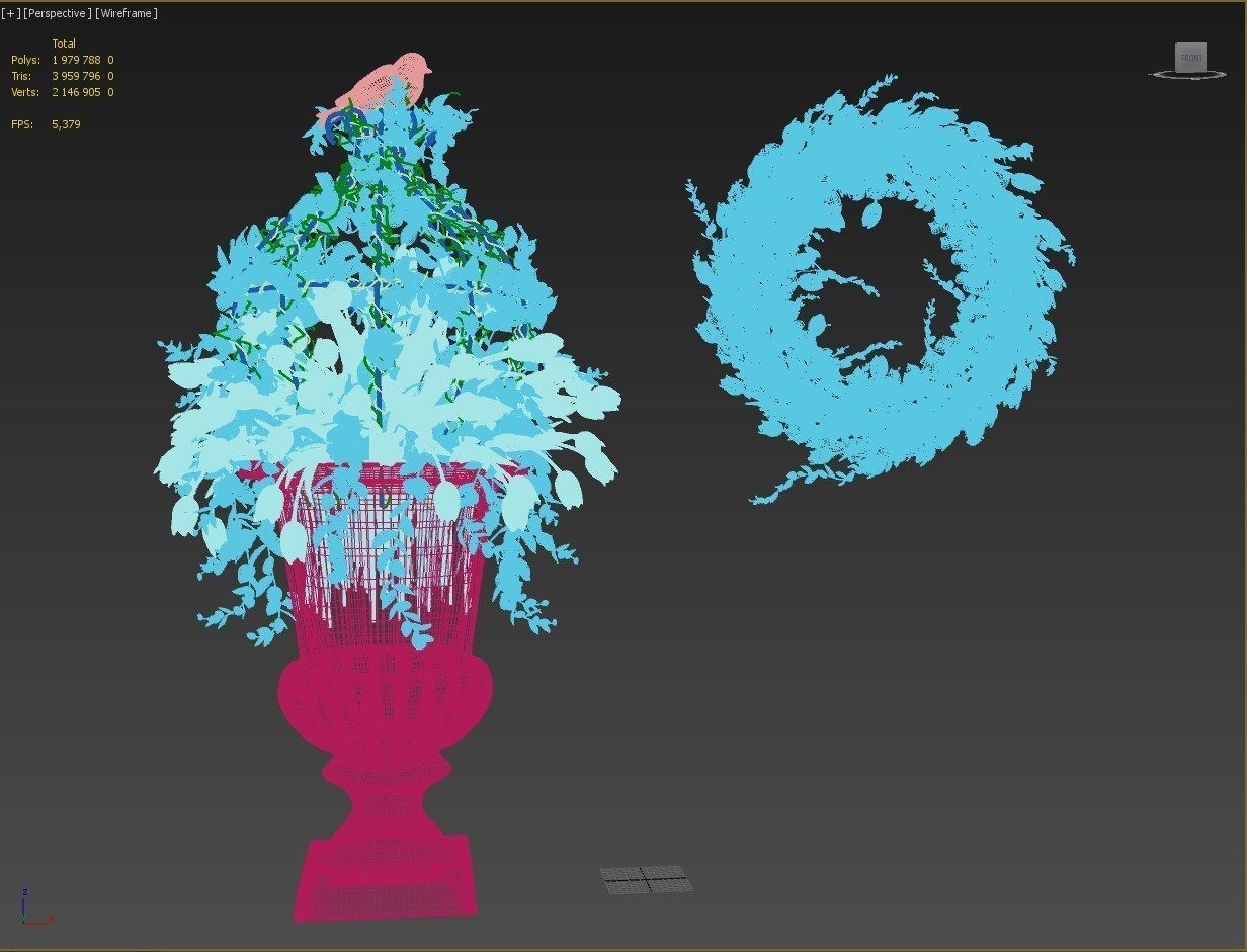 Vase with tulips and a wreath of tulips 01 3D model_15