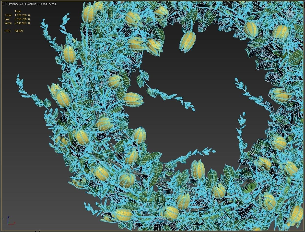 Vase with tulips and a wreath of tulips 01 3D model_20