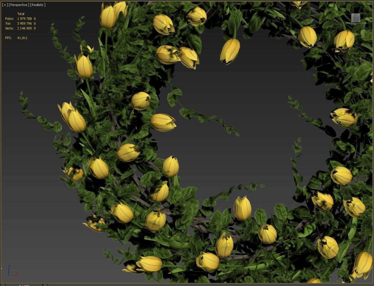 Vase with tulips and a wreath of tulips 01 3D model_21